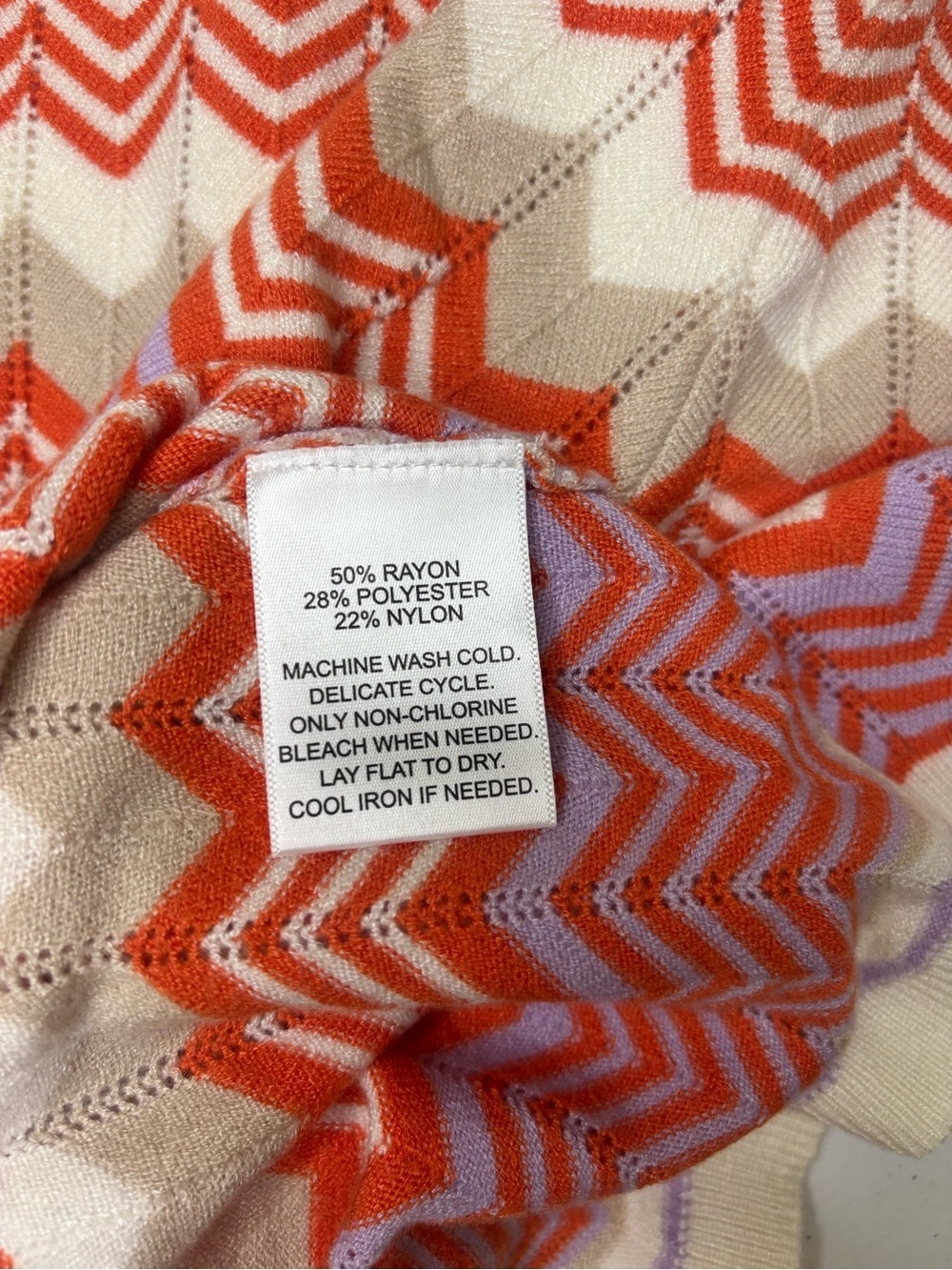 Calligraphie Chevron Stripe Short-Sleeve Knit Top Coral & Ivory Size - Picture 5 of 5